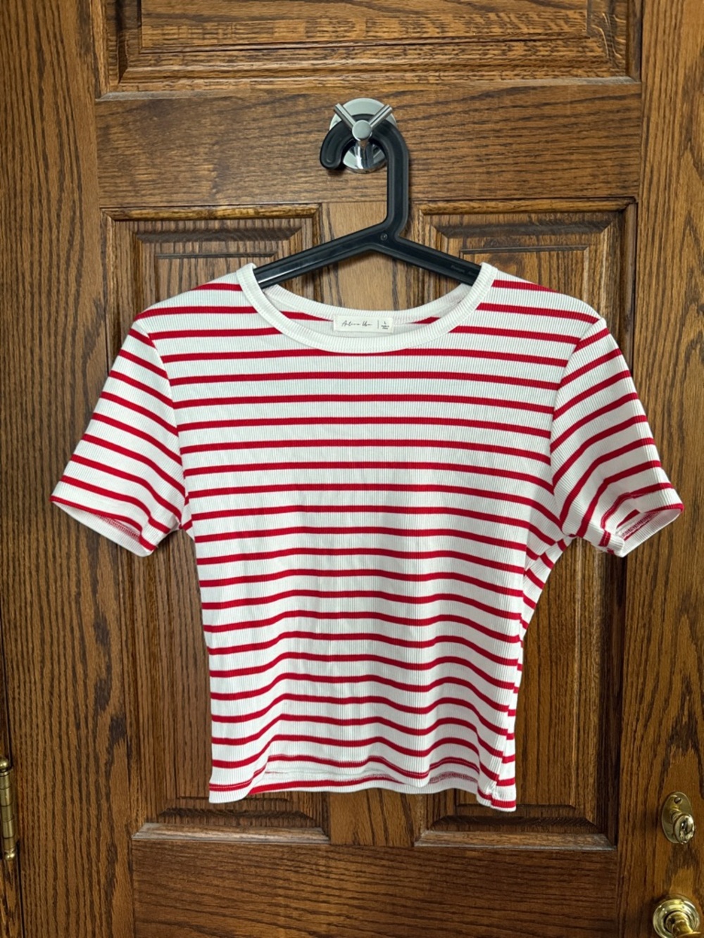 Active USA Red and White Striped Crop Top